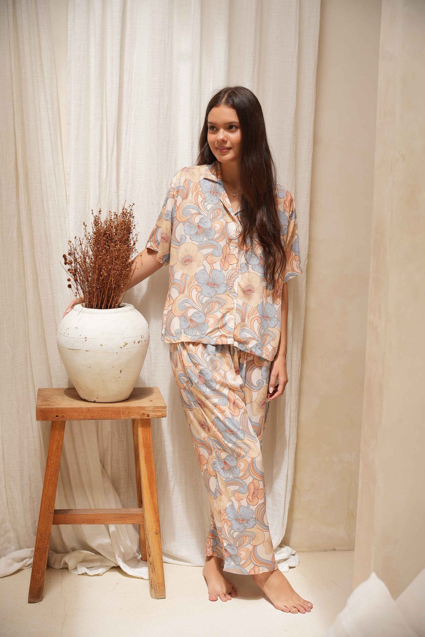 Audry - Printed Pajama Set in Soft Rayon