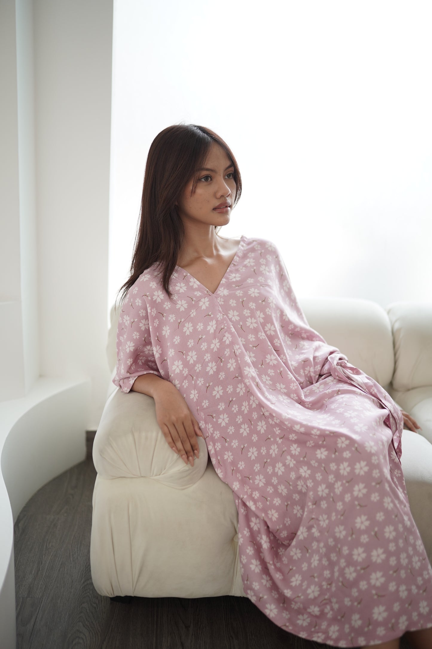 Kana - Relaxed Fit Midi Kaftan in Soft Rayon